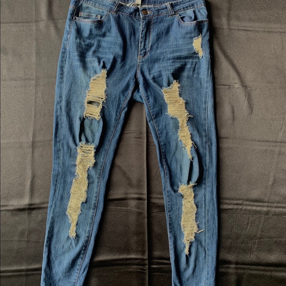 Forever 21 high waisted distressed jeans